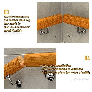 Amazon | 手摺階段木製の手すり階段手摺ブラケット付き壁掛け式